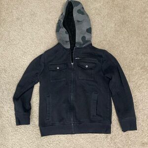 Sonoma Black and Gray Hooded Zipped Sweatshirt/Jacket.  Youth Medium